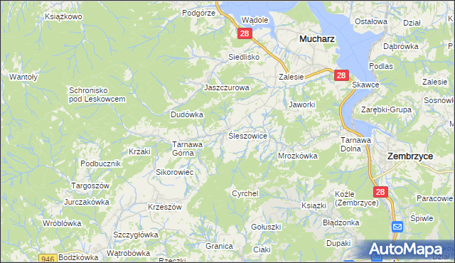 mapa Śleszowice, Śleszowice na mapie Targeo