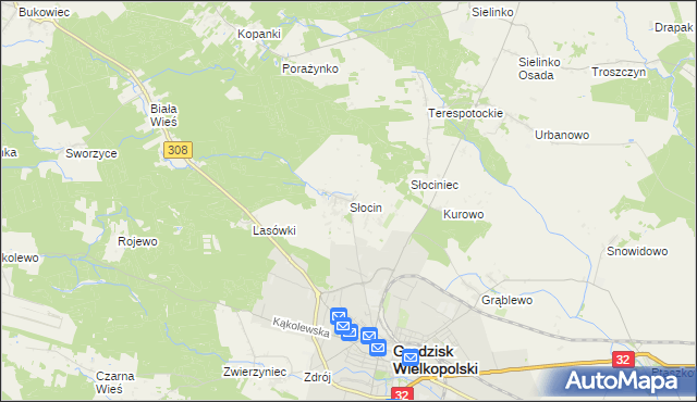 mapa Słocin, Słocin na mapie Targeo