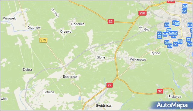 mapa Słone gmina Świdnica, Słone gmina Świdnica na mapie Targeo