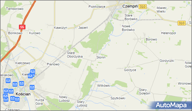 mapa Słonin, Słonin na mapie Targeo
