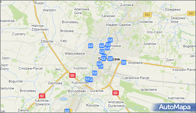 mapa Sochaczew, Sochaczew na mapie Targeo