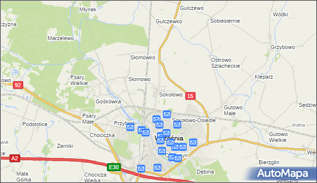 mapa Sokołowo gmina Września, Sokołowo gmina Września na mapie Targeo