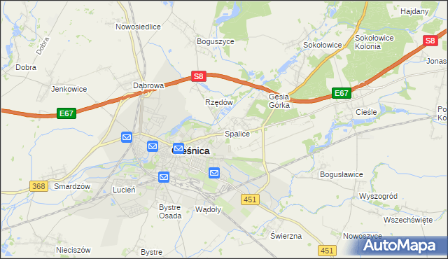 mapa Spalice, Spalice na mapie Targeo