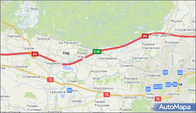 mapa Stanisławice gmina Bochnia, Stanisławice gmina Bochnia na mapie Targeo