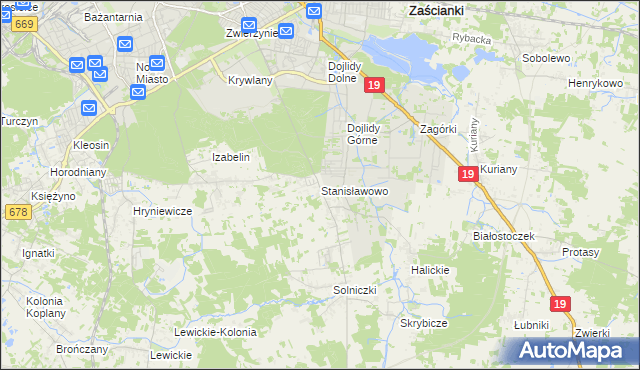 mapa Stanisławowo gmina Juchnowiec Kościelny, Stanisławowo gmina Juchnowiec Kościelny na mapie Targeo