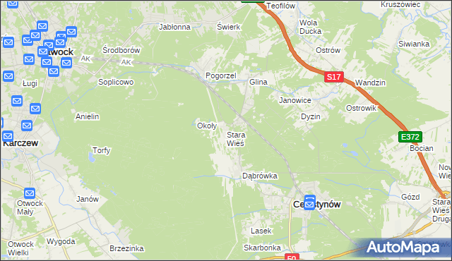 mapa Stara Wieś gmina Celestynów, Stara Wieś gmina Celestynów na mapie Targeo