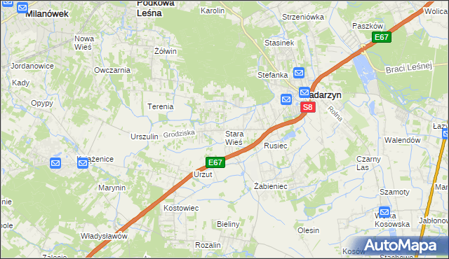 mapa Stara Wieś gmina Nadarzyn, Stara Wieś gmina Nadarzyn na mapie Targeo