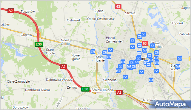 mapa Stare Iganie, Stare Iganie na mapie Targeo
