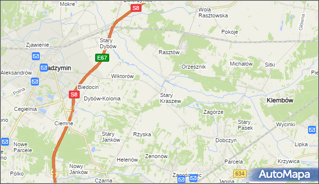 mapa Stary Kraszew, Stary Kraszew na mapie Targeo