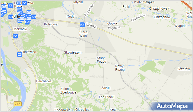 mapa Stary Pożóg, Stary Pożóg na mapie Targeo