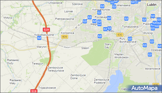 mapa Stasin gmina Konopnica, Stasin gmina Konopnica na mapie Targeo