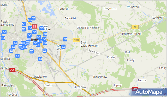 mapa Stok Lacki, Stok Lacki na mapie Targeo