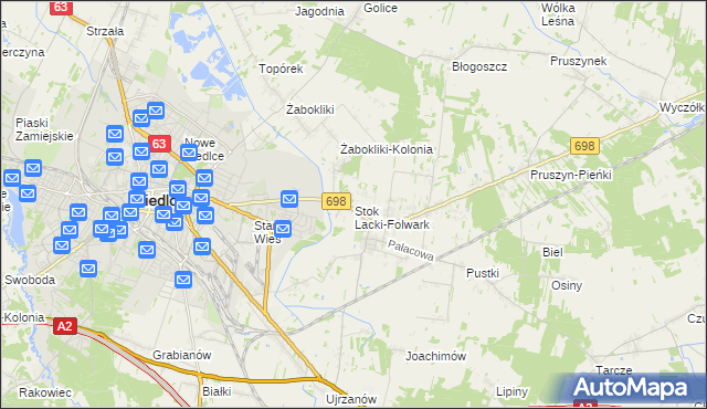 mapa Stok Lacki-Folwark, Stok Lacki-Folwark na mapie Targeo