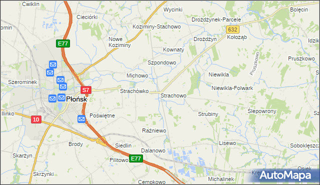 mapa Strachowo, Strachowo na mapie Targeo