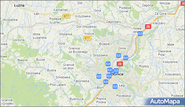 mapa Stróżówka, Stróżówka na mapie Targeo