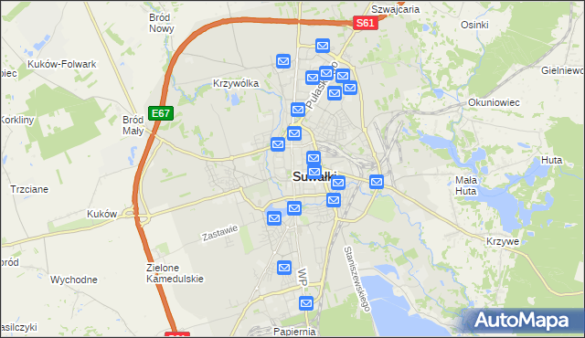 mapa Suwałk, Suwałki na mapie Targeo
