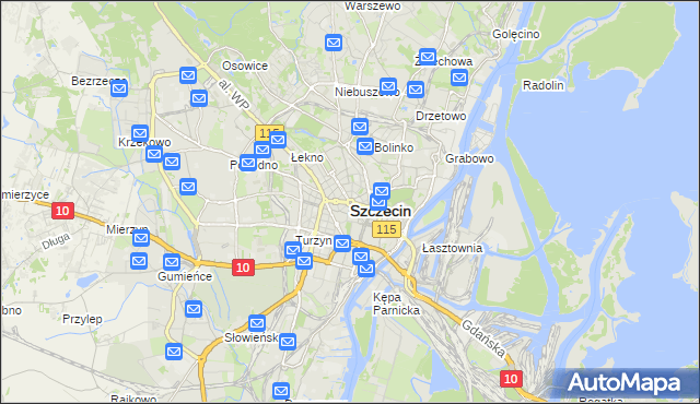 mapa Szczecina, Szczecin na mapie Targeo