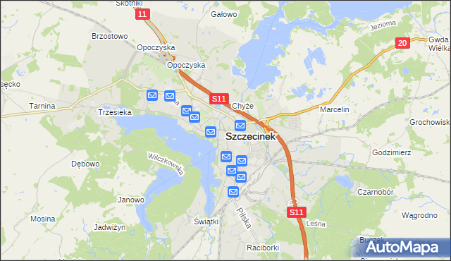mapa Szczecinek, Szczecinek na mapie Targeo