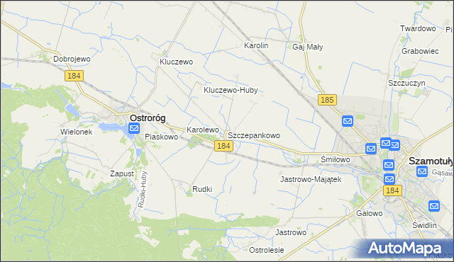 mapa Szczepankowo gmina Ostroróg, Szczepankowo gmina Ostroróg na mapie Targeo
