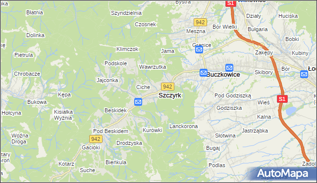 mapa Szczyrk, Szczyrk na mapie Targeo