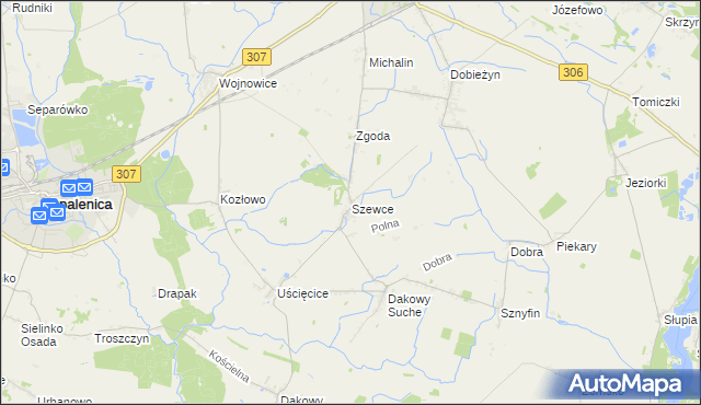 mapa Szewce gmina Buk, Szewce gmina Buk na mapie Targeo