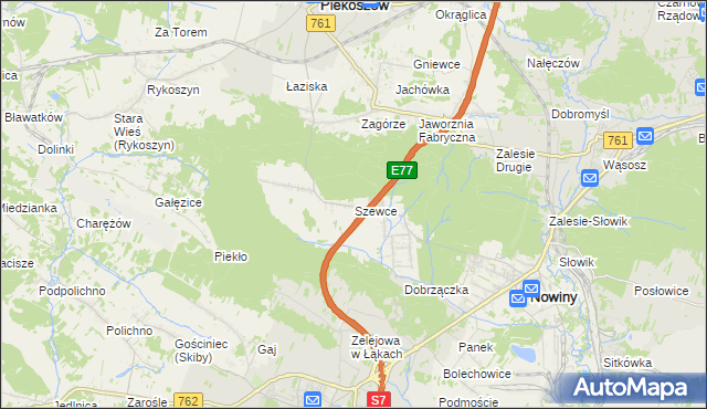 mapa Szewce gmina Sitkówka-Nowiny, Szewce gmina Sitkówka-Nowiny na mapie Targeo