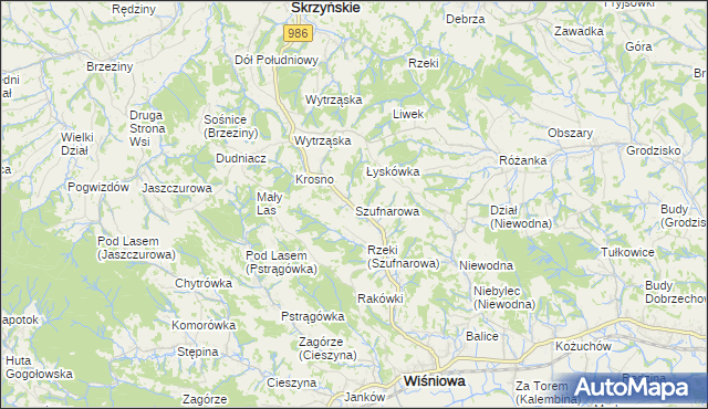 mapa Szufnarowa, Szufnarowa na mapie Targeo
