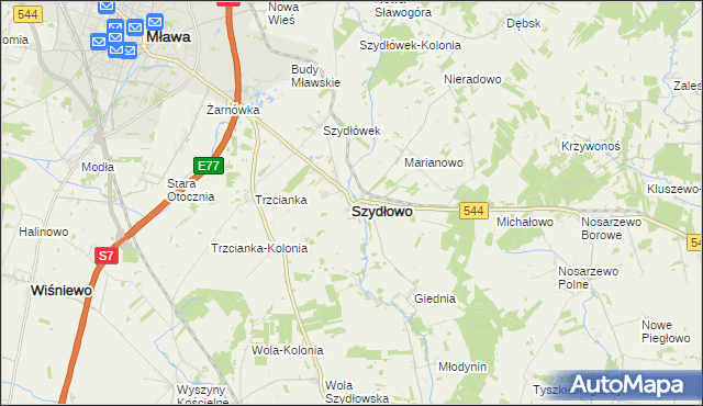 mapa Szydłowo powiat mławski, Szydłowo powiat mławski na mapie Targeo