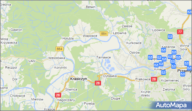 mapa Tarnawce, Tarnawce na mapie Targeo