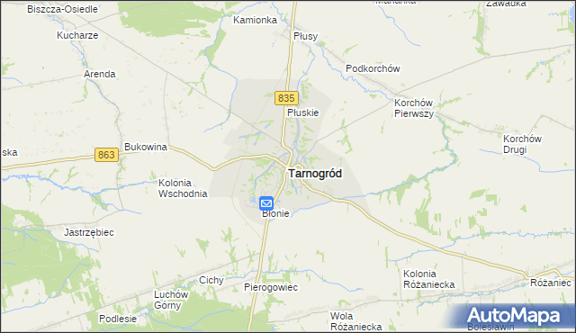 mapa Tarnogród, Tarnogród na mapie Targeo