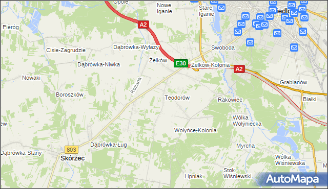 mapa Teodorów gmina Skórzec, Teodorów gmina Skórzec na mapie Targeo