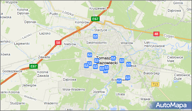 mapa Tomaszów Mazowiecki, Tomaszów Mazowiecki na mapie Targeo