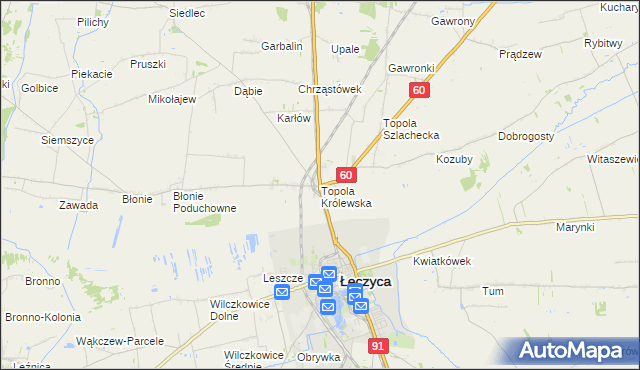 mapa Topola Królewska, Topola Królewska na mapie Targeo