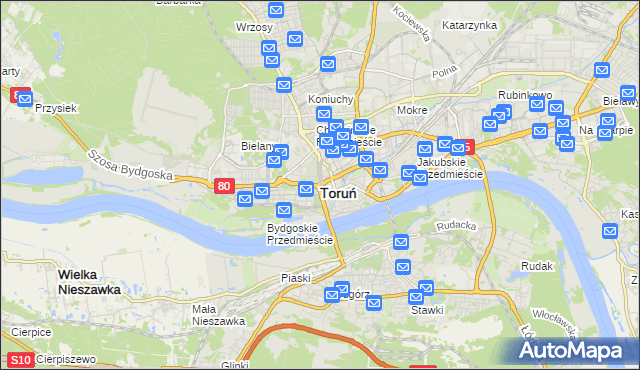 mapa Torunia, Toruń na mapie Targeo