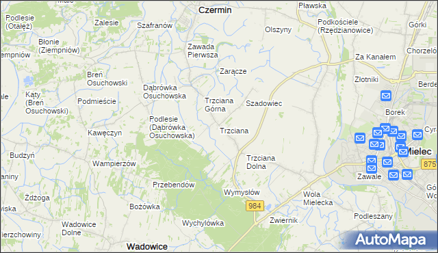 mapa Trzciana gmina Czermin, Trzciana gmina Czermin na mapie Targeo