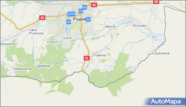 mapa Trzebina gmina Lubrza, Trzebina gmina Lubrza na mapie Targeo