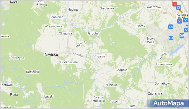 mapa Trześń gmina Niwiska, Trześń gmina Niwiska na mapie Targeo