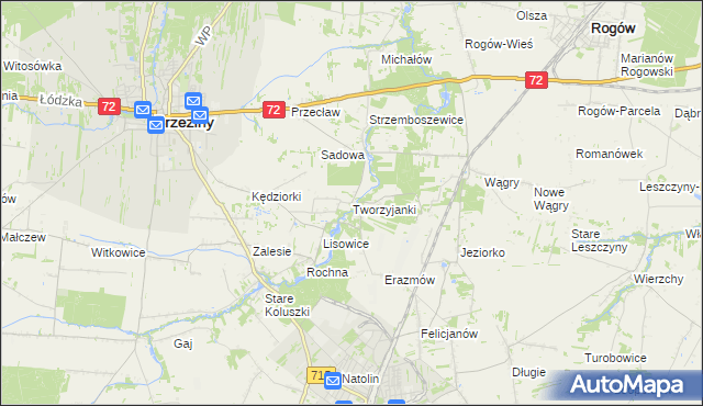 mapa Tworzyjanki, Tworzyjanki na mapie Targeo