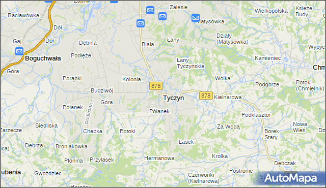 mapa Tyczyn powiat rzeszowski, Tyczyn powiat rzeszowski na mapie Targeo