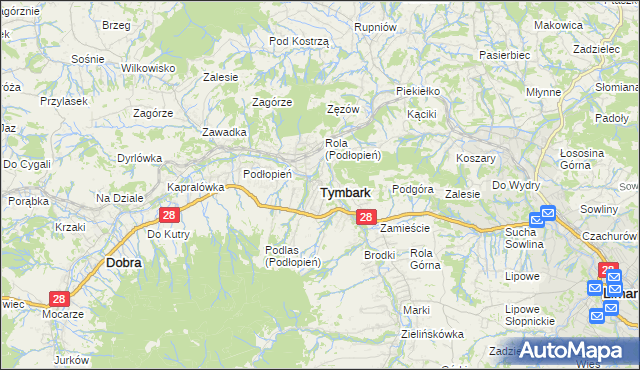 mapa Tymbark, Tymbark na mapie Targeo