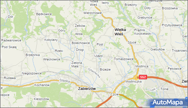 mapa Ujazd gmina Zabierzów, Ujazd gmina Zabierzów na mapie Targeo