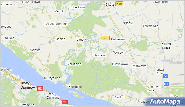 mapa Ulaszewo, Ulaszewo na mapie Targeo