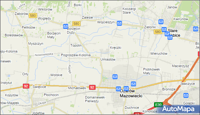 mapa Umiastów, Umiastów na mapie Targeo