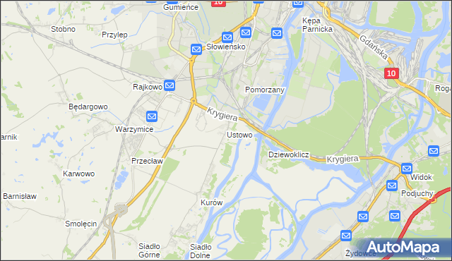 mapa Ustowo, Ustowo na mapie Targeo