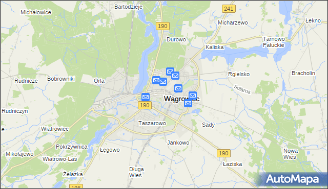 mapa Wągrowiec, Wągrowiec na mapie Targeo