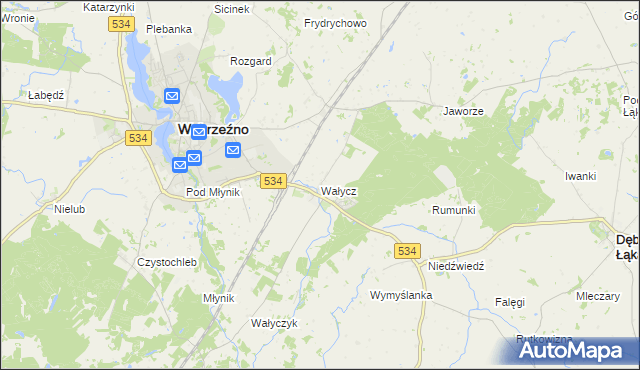 mapa Wałycz, Wałycz na mapie Targeo