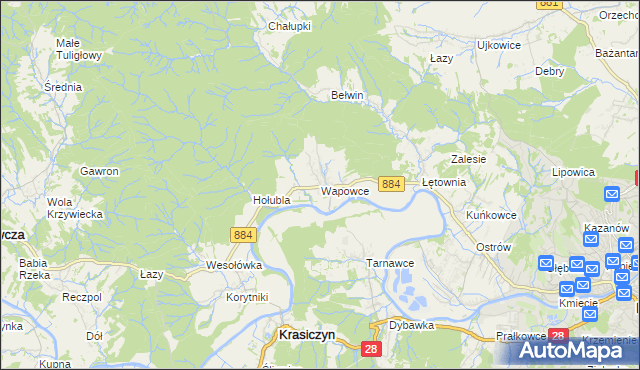 mapa Wapowce, Wapowce na mapie Targeo