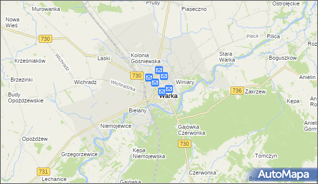 mapa Warka, Warka na mapie Targeo