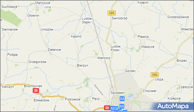 mapa Warkocz gmina Strzelin, Warkocz gmina Strzelin na mapie Targeo
