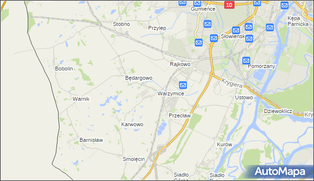 mapa Warzymice, Warzymice na mapie Targeo